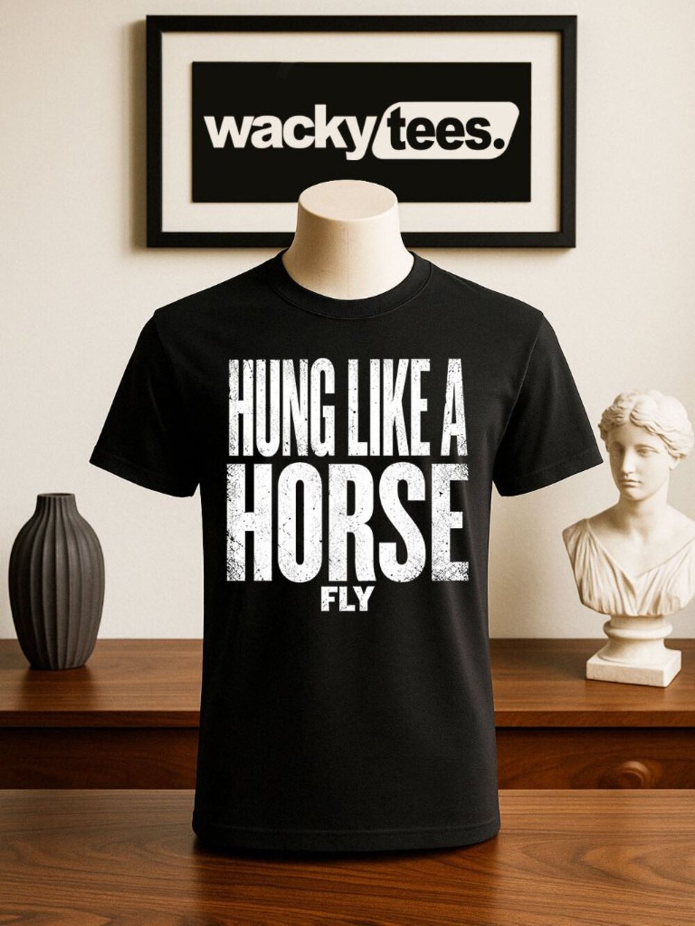 Hung Like a Horse Fly Funny Adult Humor Graphic Tee Shirt
